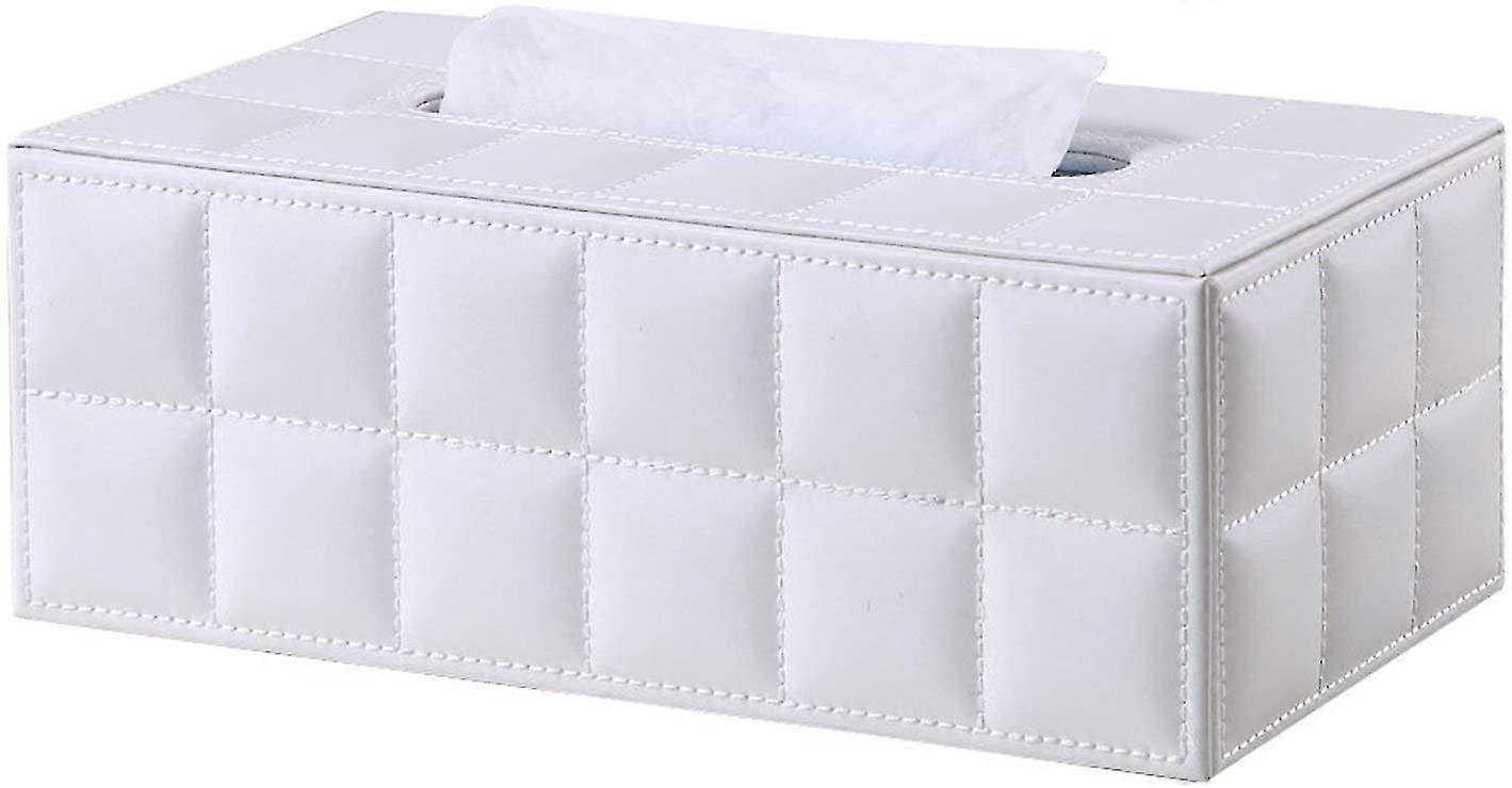 Rectangular Leather Tissue Box (white)