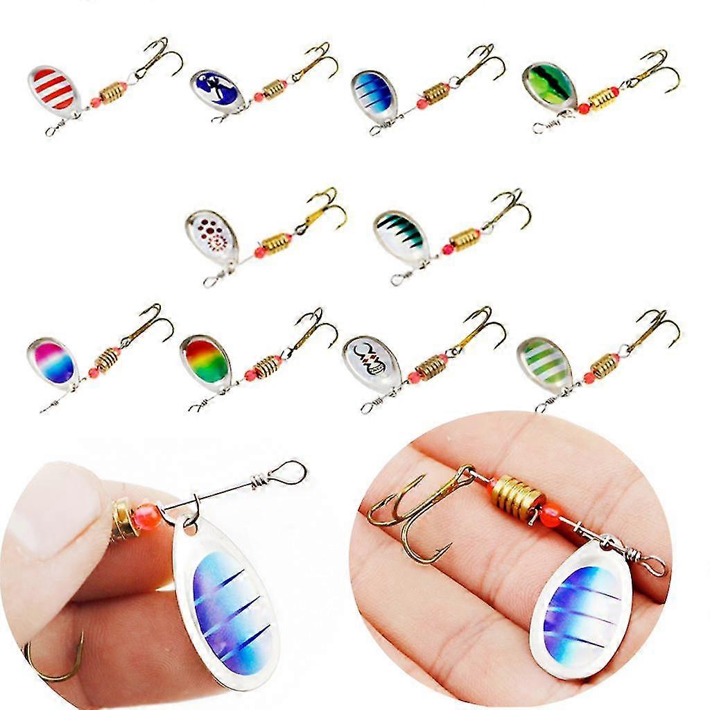 10packs Colorful Sequins Baits Spinnerbait With Treble Hooks Freshwater
