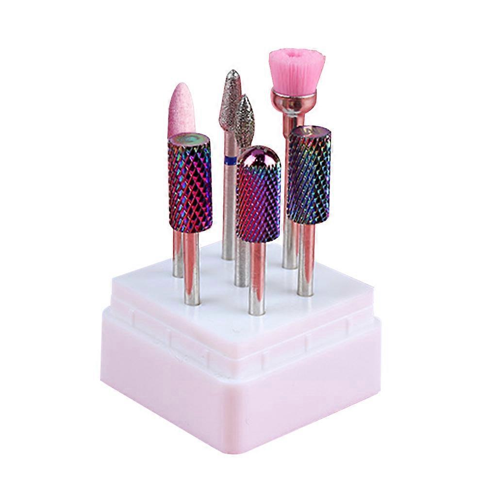 Rainbow Tungsten Carbide Ceramic Nail Drill Bits Set IN Box Manicure