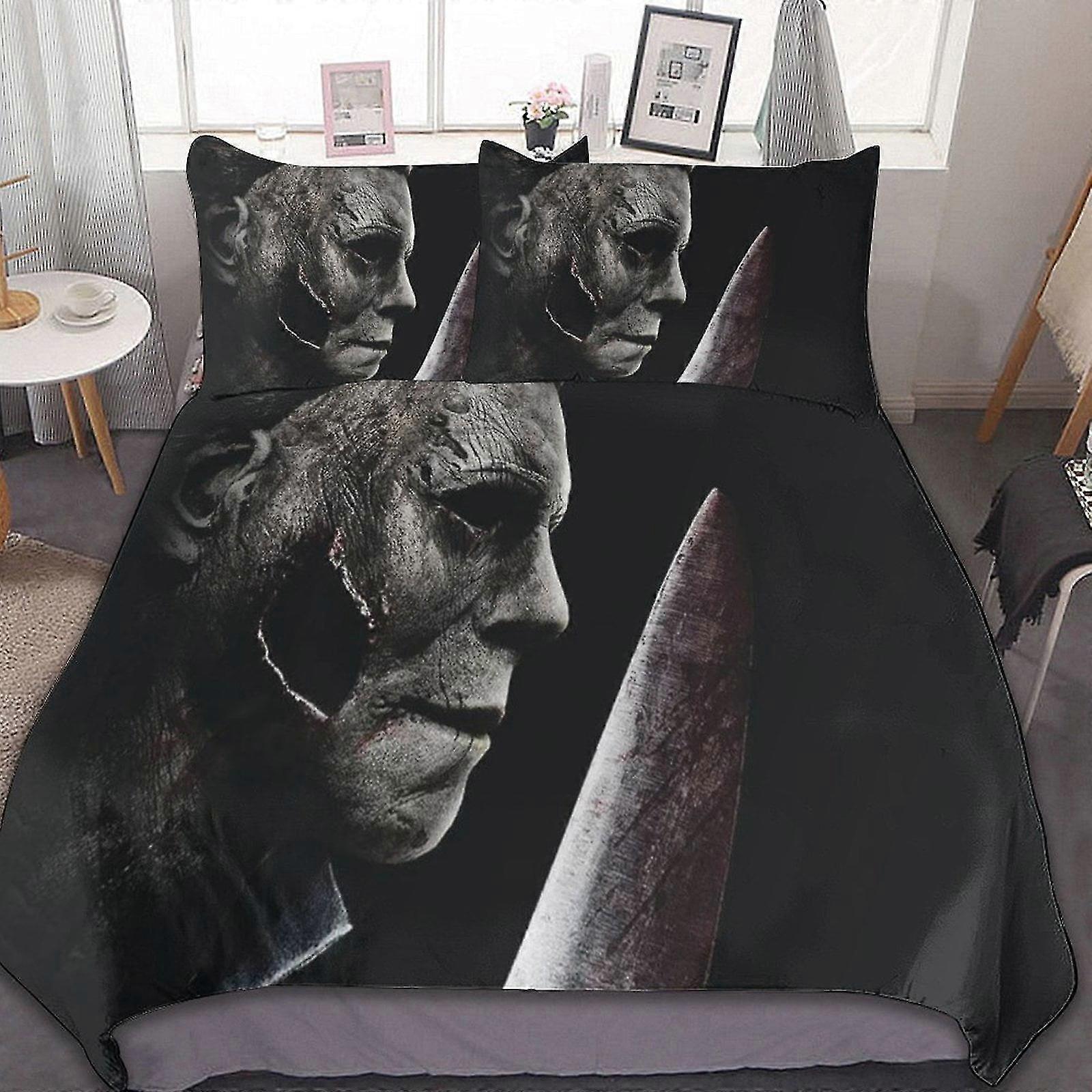 b1549 Lençóis Dark Michael Myers Myers Conjunto de Cama de 3 Peças 1 Capa de Colcha e 2 Fronhas Lençóis gb1549