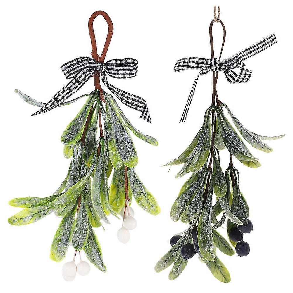 2pcs Artificial Mistletoe Branch with Berries Fake Hanging Mistletoe Branches