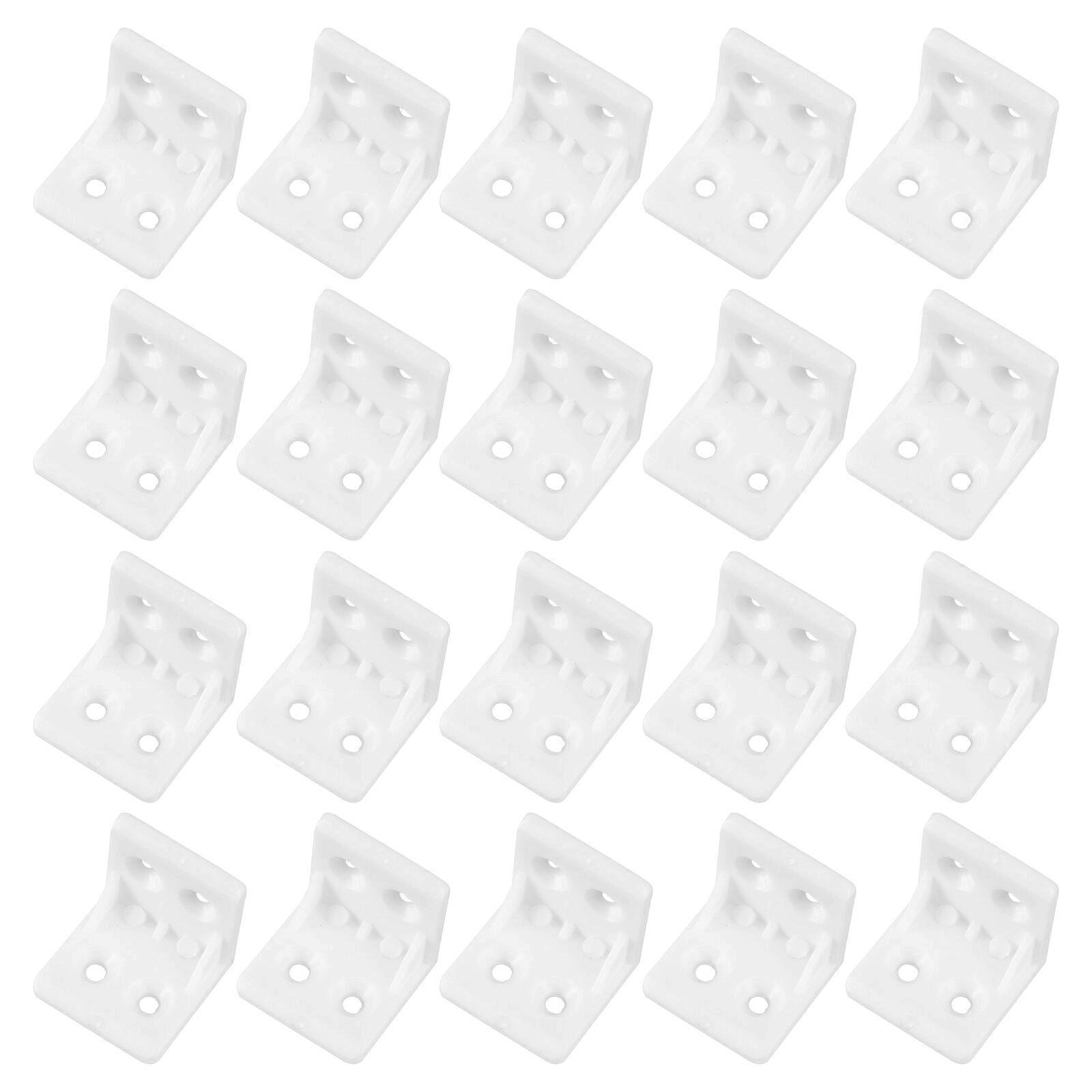 20pcs Plastic Brackets L Shape Right Angle Brackets Braces with 80pcs Screws