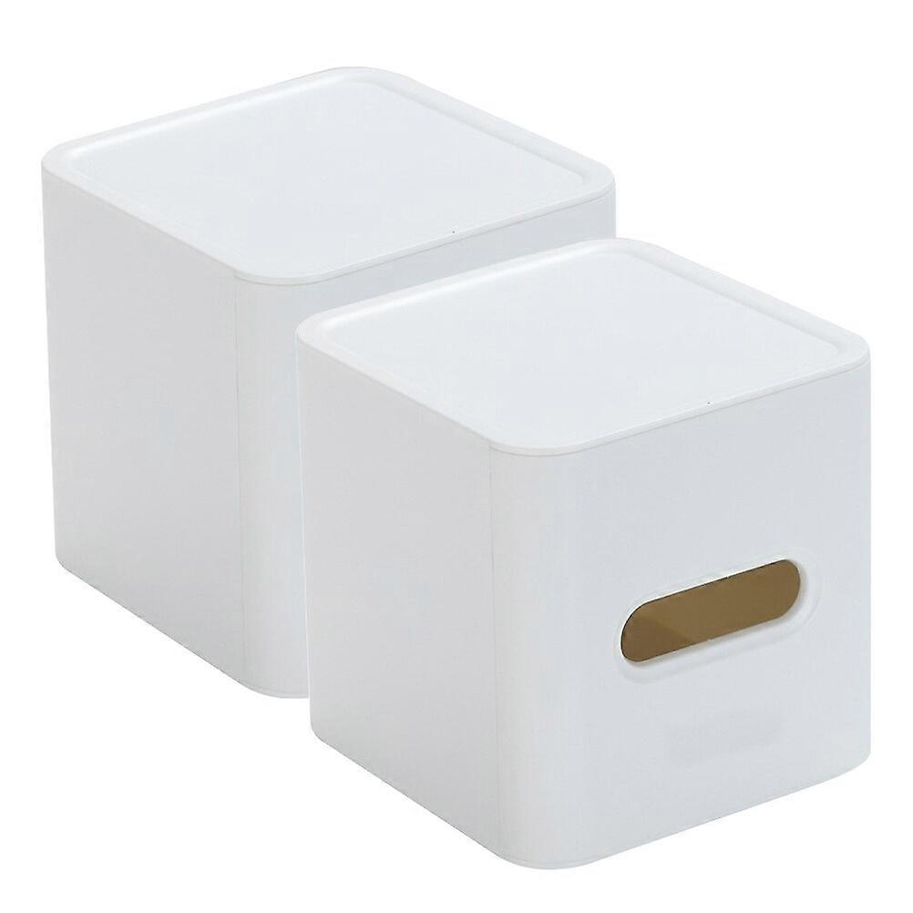 2pcs Bathroom Tissue Box Cover Simple Square Plastic Tissue Cube Holder Storage Case