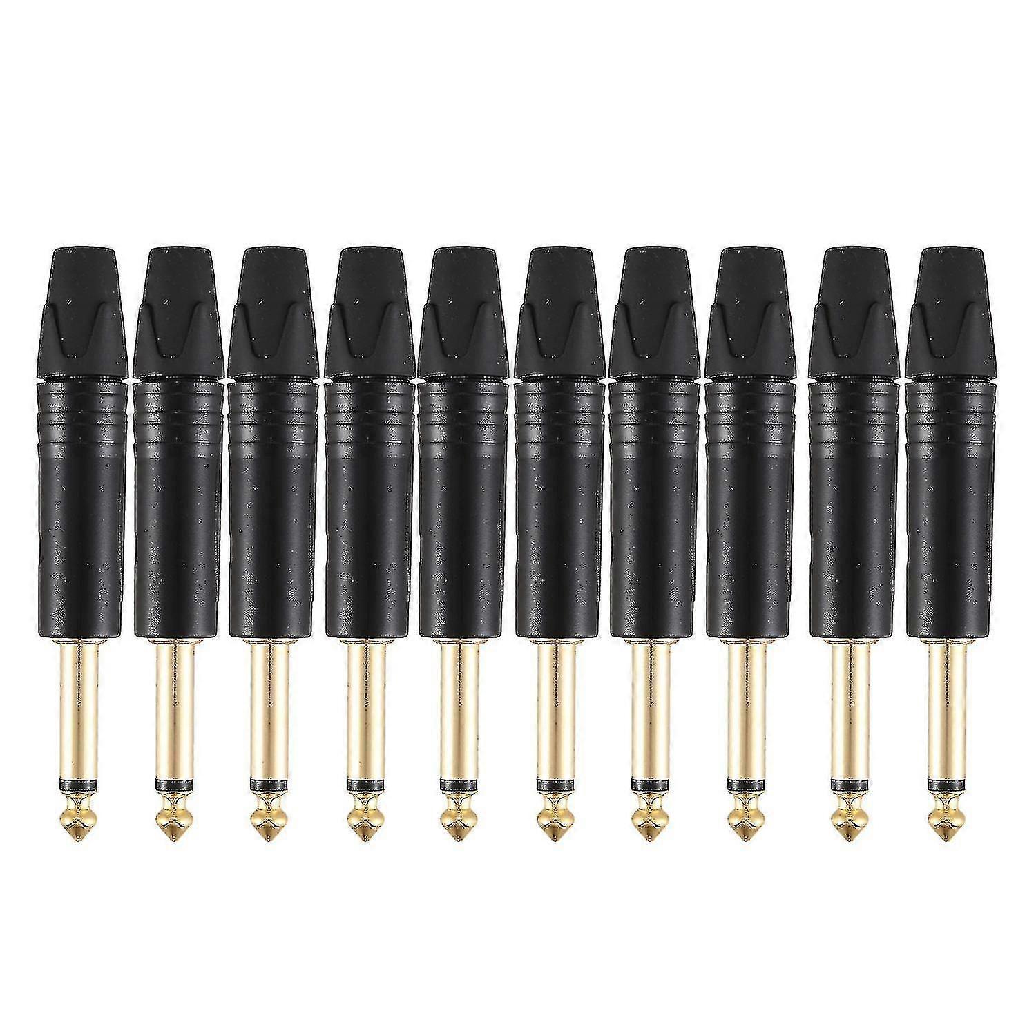 10pcs Plug Mono 6.35mm 6.5mm Stereo Jack Plug Black_c