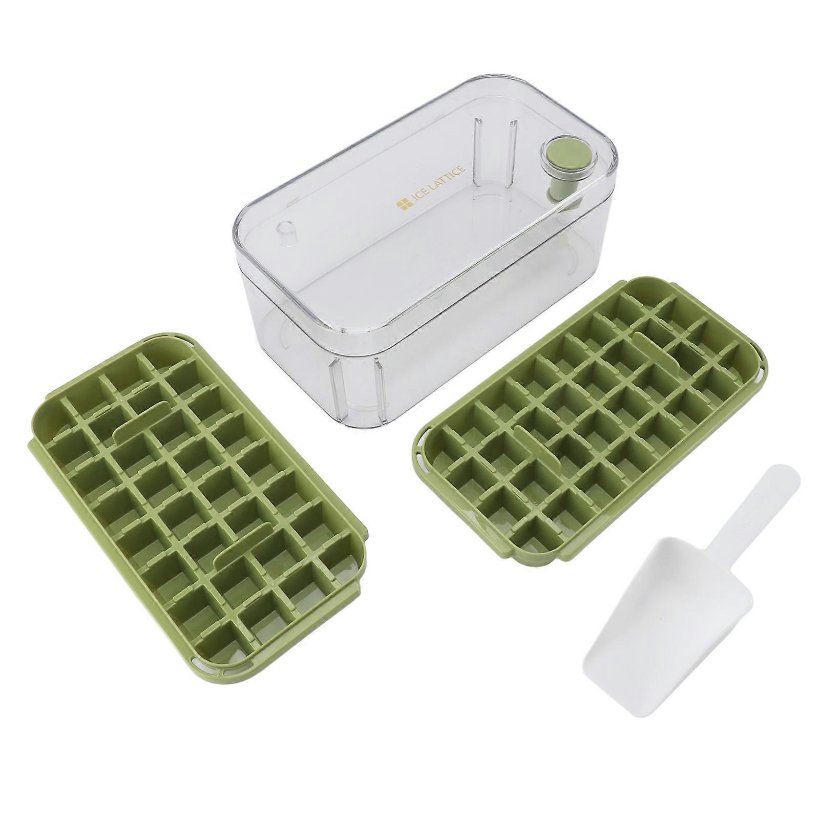 64 Grid Ice Cube Tray Large Capacity 2 Layer Ice Maker Mold with Lid and Scoop for Cocktail Coffee and Home Use