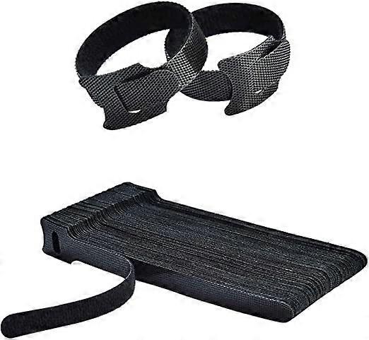 100 x Reusable Cable Ties Black, 150 x 12 mm Adjustable Releasable Hook and Loop Cable Straps for PC Cable Management, Organizing Cords, TV, Desk-A