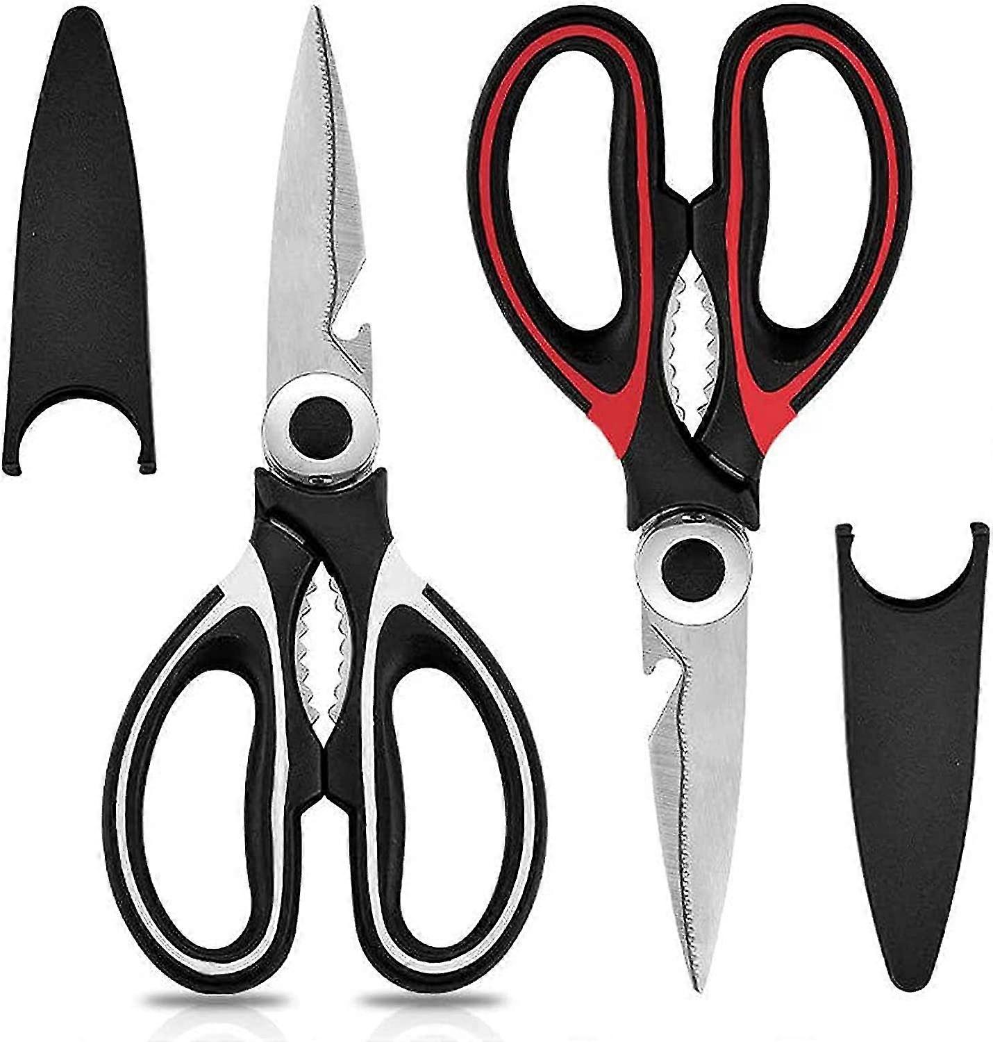 2pcs Kitchen Scissors, Heavy Duty Kitchen Scissors, Multipurpose Utility Sharp Scissors With Cover Cooking Scissors Fish, Meat, Vegetable, Herbs, Bbq