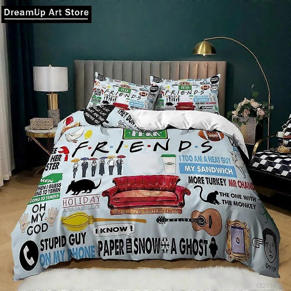 a3266 Lençóis ed Friends Estilo Programa de TV Conjunto de Cama Capa de Cama Bonito Capa de Cama Com Fronha Meninos AdultoConjunto de Cama de 3 Peças (1 Capa de Edredom + 2 Pil