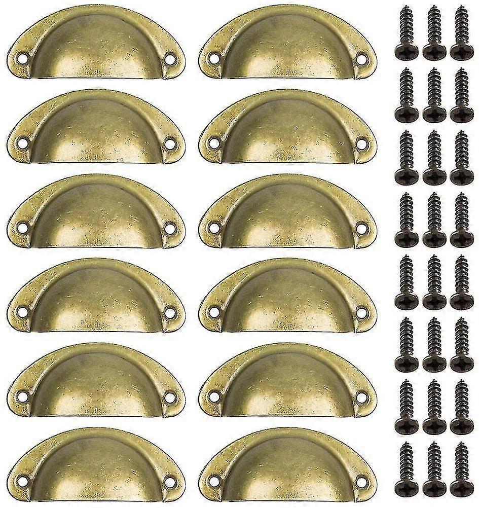 12 db retro kilincs, sárgaréz csésze fogantyú konyhai fiókos szekrény kilincs sárgaréz