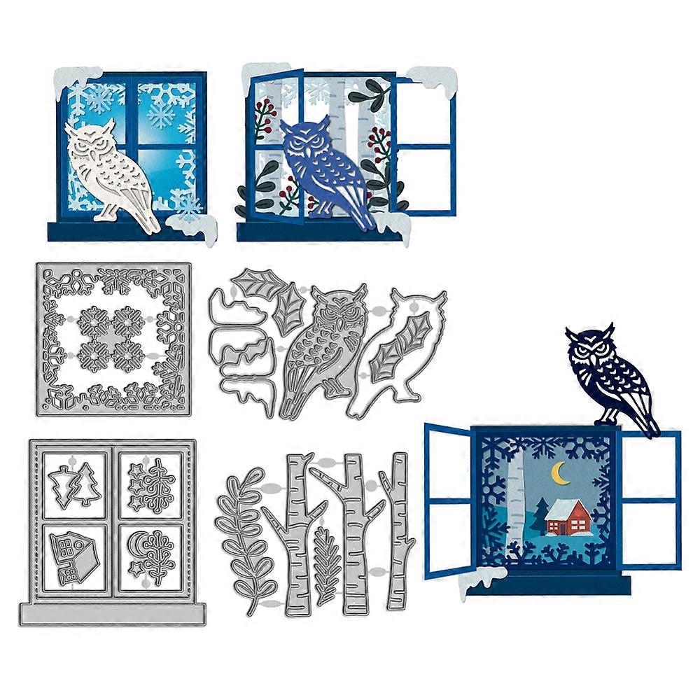 Carbon Steel Cutting Dies Stencils for DIY Scrapbooking Photo Album Decorative Embossing Paper Card Greeting Card Mold Owl 91~111x92~141x0.8mm 4pcs/se