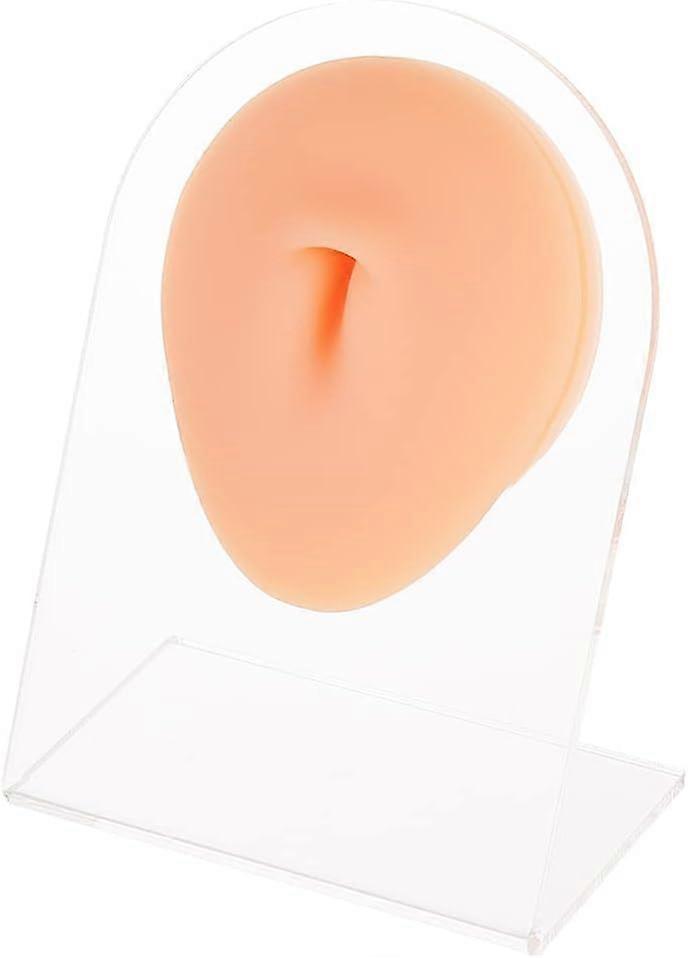 Soft Silicone Navel Model with Acrylic Display Stands Soft Silicone Flexible Model Rubber Navel Displays Model for Practicing Piercing Jewelry Display