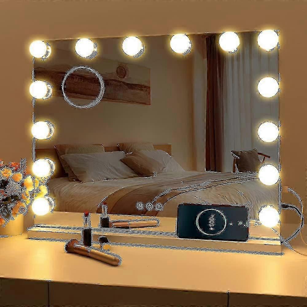 Led Mirror Usb Makeup With Lights Lighted 14 Bulbs 3 Lighting Modes