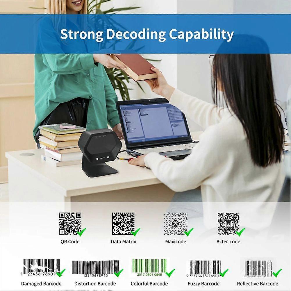 Desktop 2D QR Barcode Scanner, High Scan Performance Supermarket ...