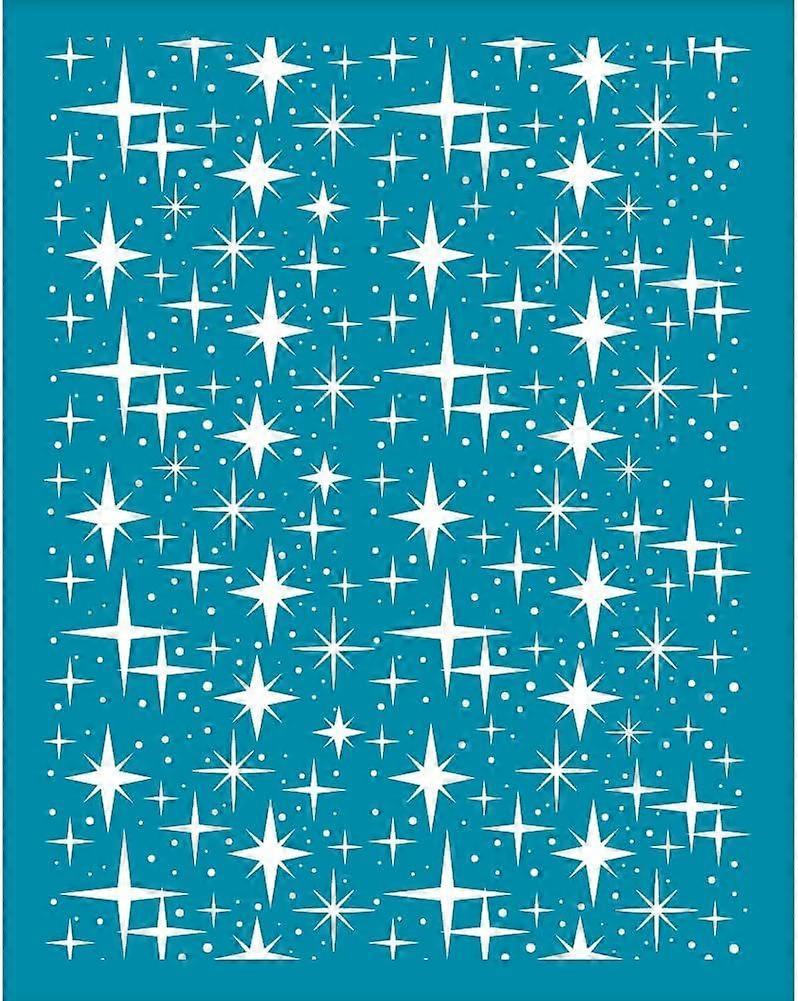 4x5 Inch Clay Stencils Star Pattern Silk Screen for Polymer Clay Small Star Silk Screen Stencils Mesh Transfer Stencils Star Theme Mesh Stencil for Po
