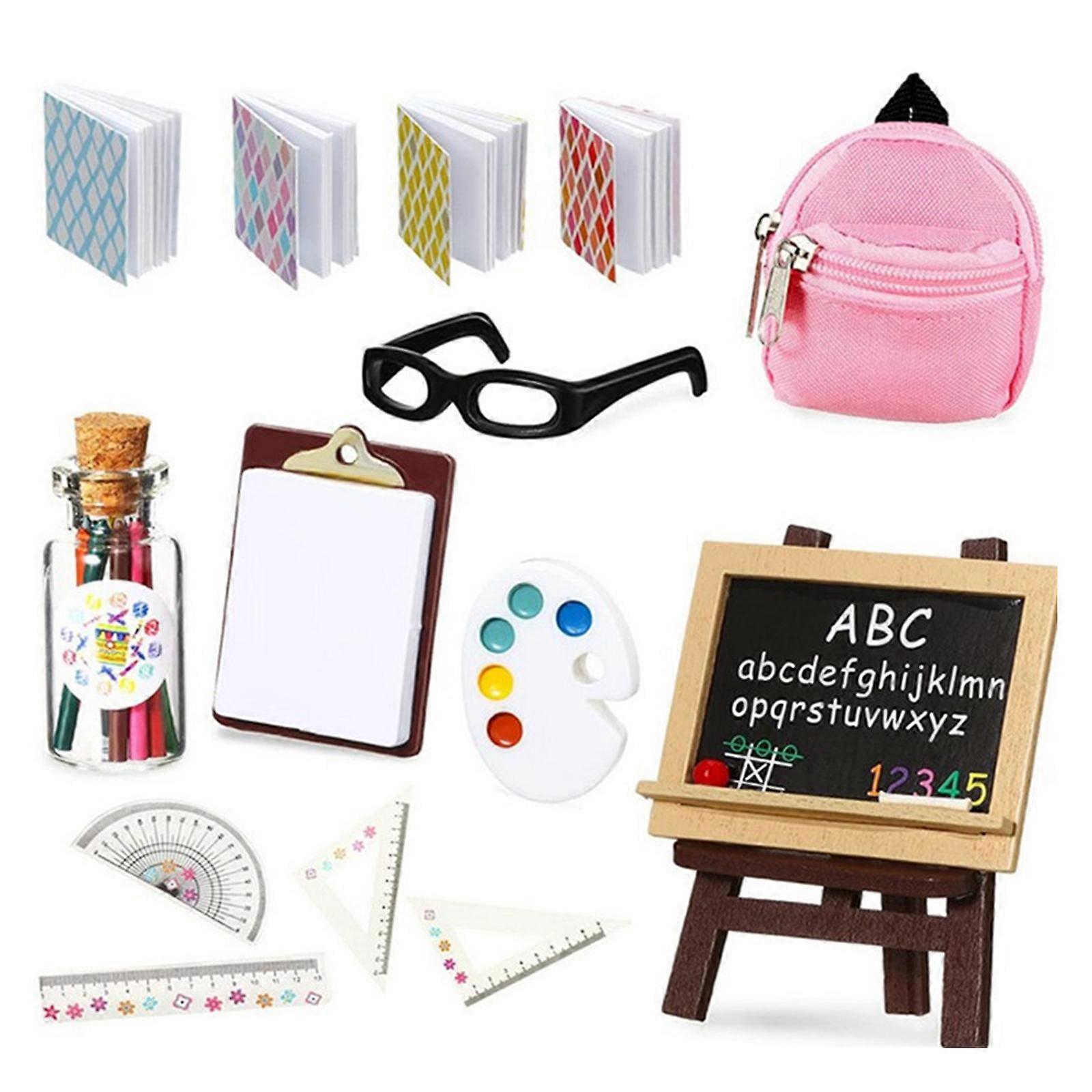 Tiny Doll School Kit with Glasses, Blackboard, and More