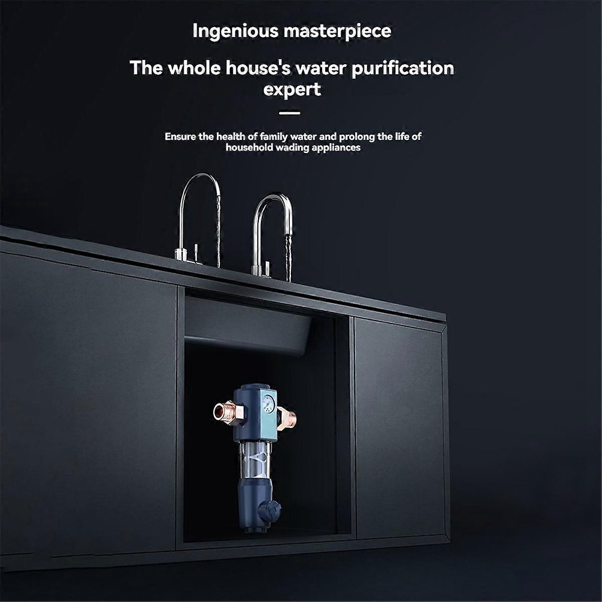 Cleaning Pre Filter with Pressure Gauge 360 High-Pressure Backwash Filtration System Reusable Whole House Filter B