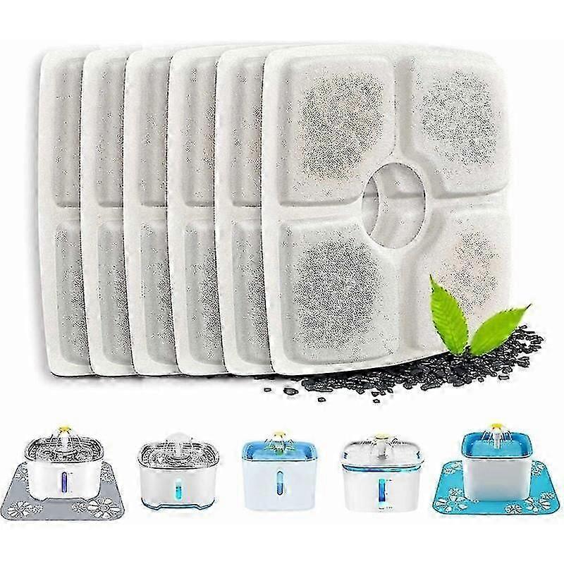 Fountains 6 Pack Automatic Cat Fountain Filter, With Resin And Activated Carbon, Replacement Water Filter For Cats & Dogs (square)