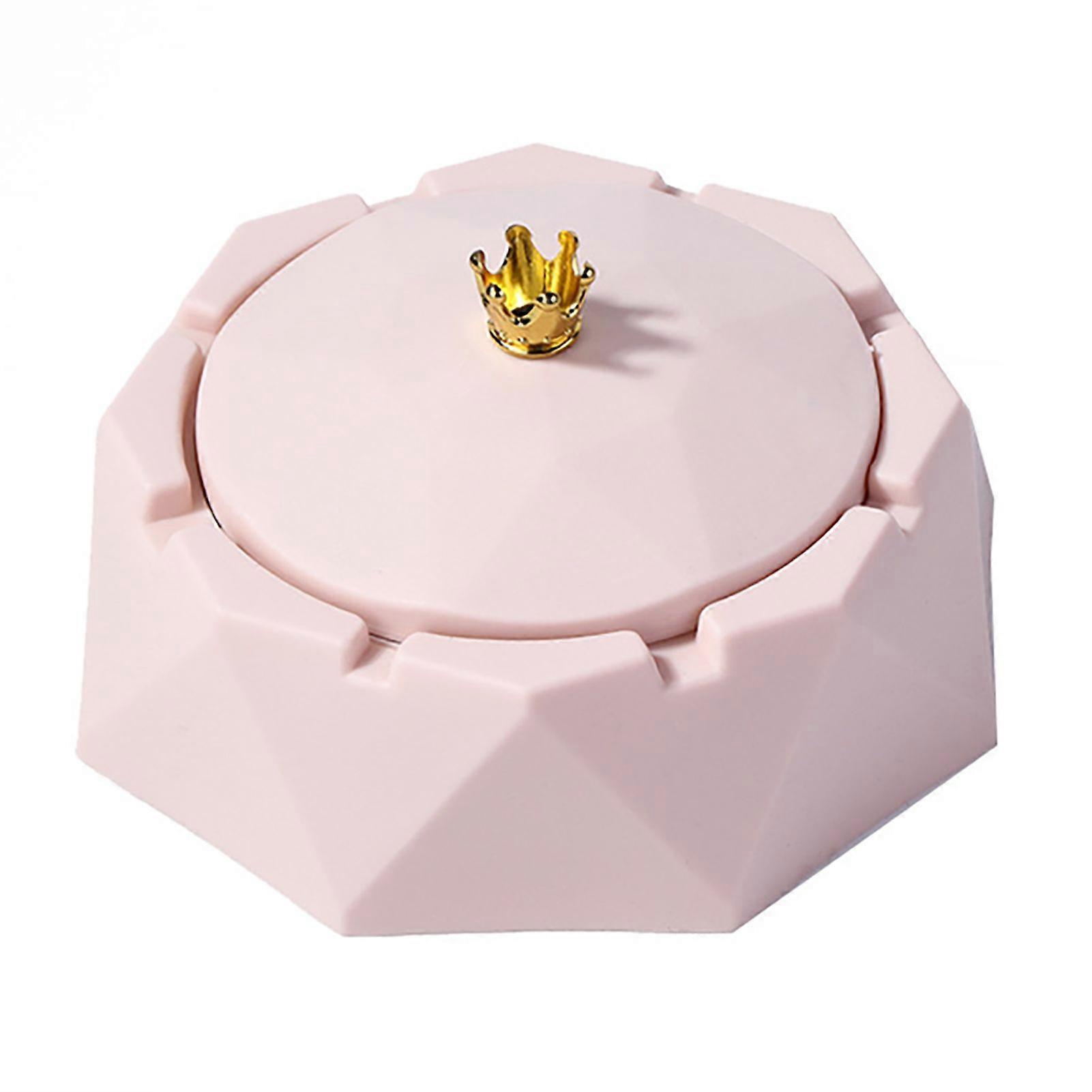 Nordic Style Geometry Ashtray with Lid Windproof Anti-scalding Stainless Steel Liner Cigarette-Butt Storage Box for Home Hotel Large Capacity Smell Pr