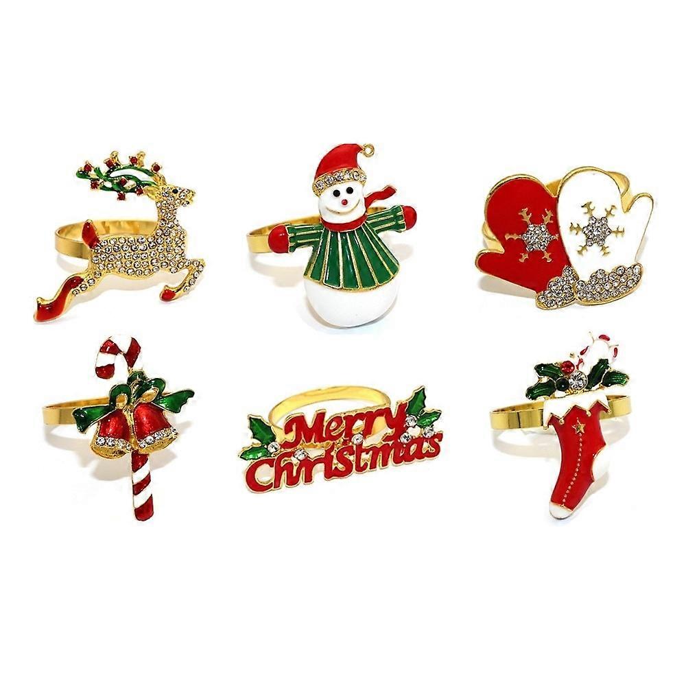 Set mit 6 Serviettenringen, Metall, farblich sortiert