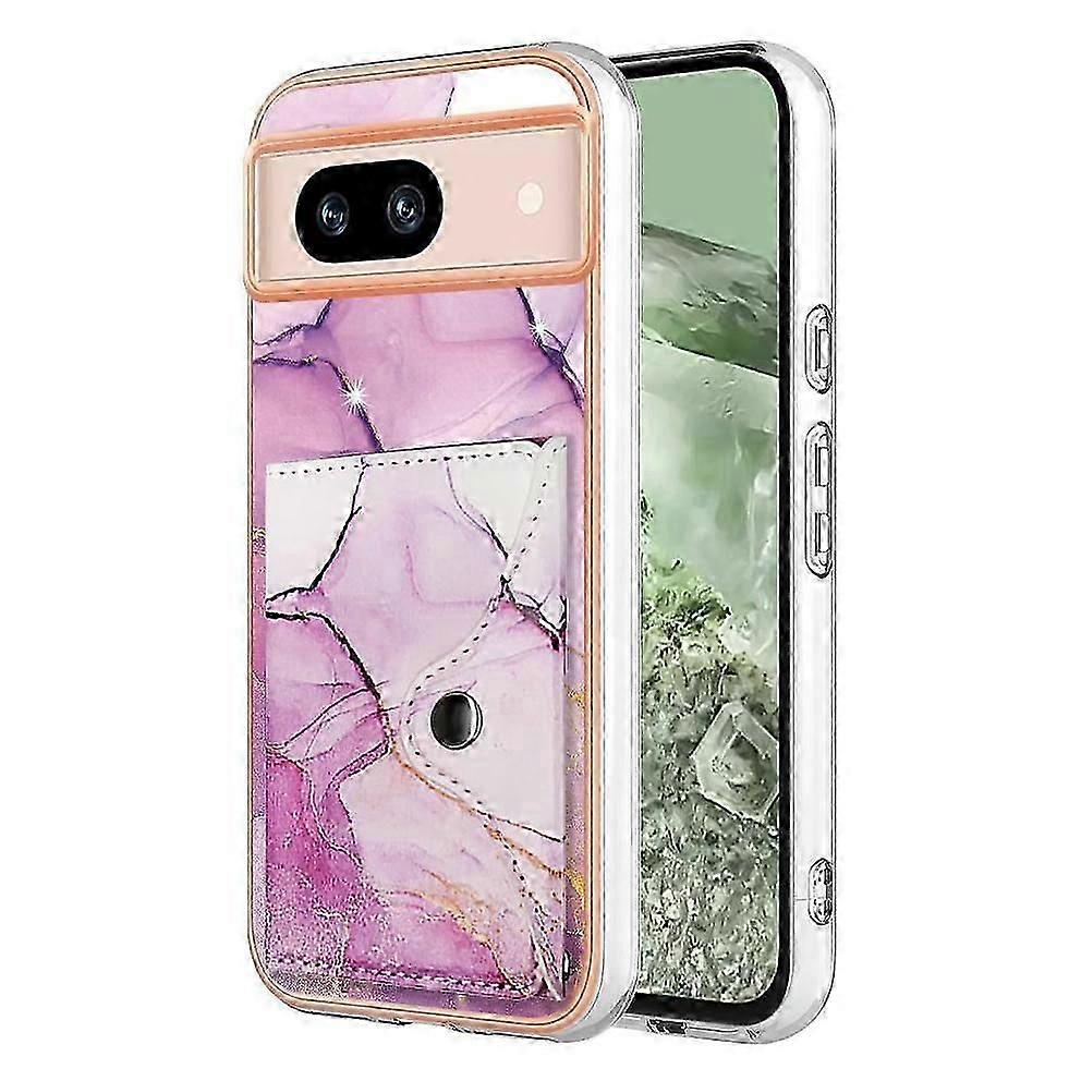 Case For Google Pixel 8A Soft TPU Bumper Marble Card Slots Slim Wallet
