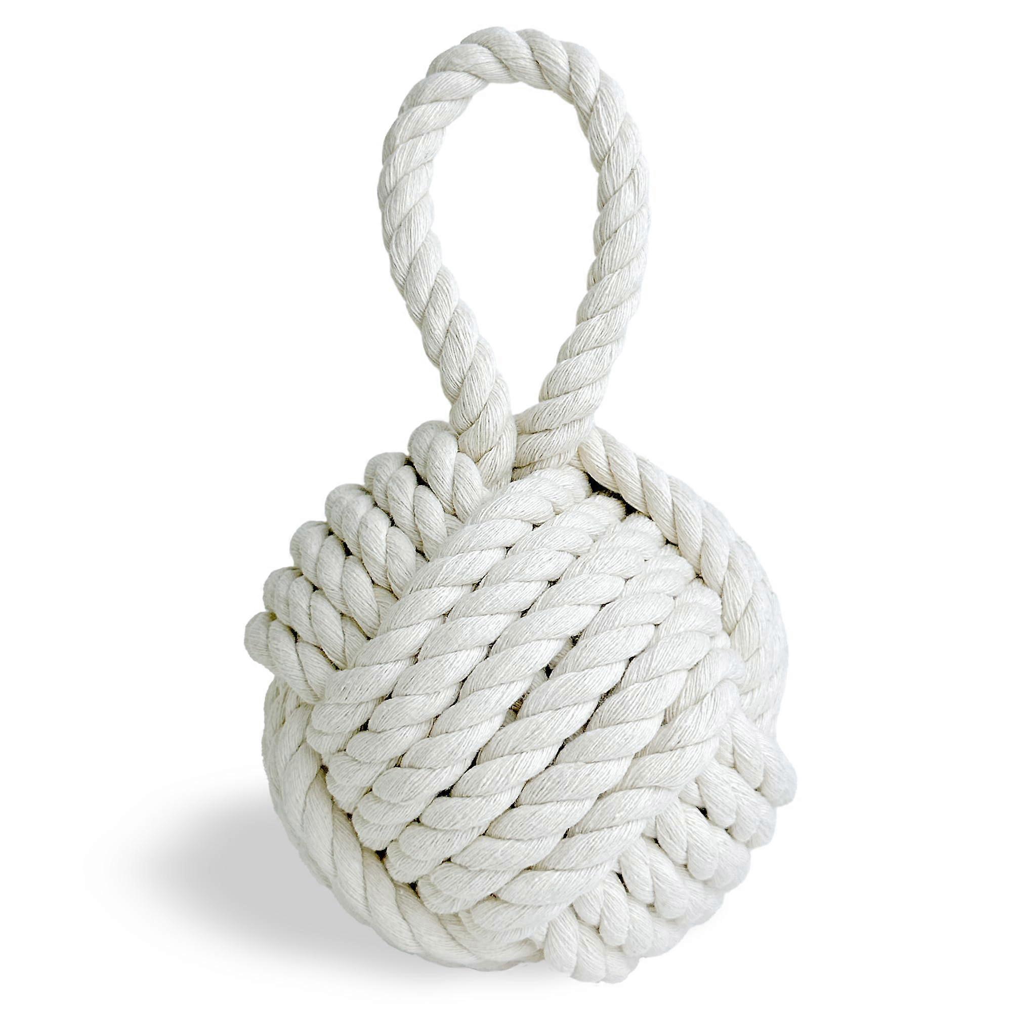 Cotton Rope Door Stop with Handle, Nautical Weighted Doorstop for Bottom of Door