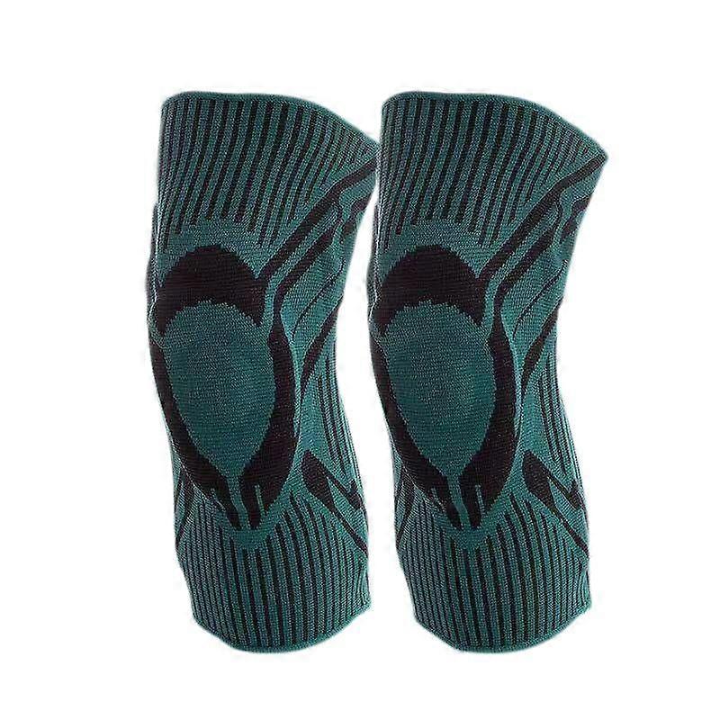 A Pair Knee Compression Sleeve Support for Men Women with Patella Gel Pads & Side Stabilizers,Medical Grade Knee Pads for Running-Green XL