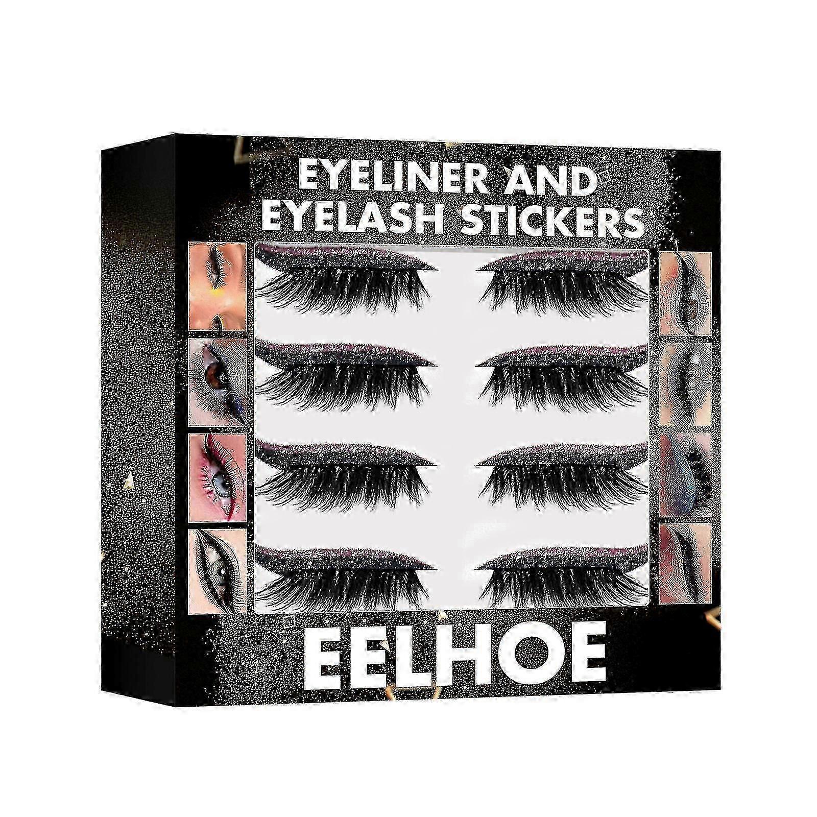 EELHOE new 7-color glitter eyeliner glue-free self-adhesive eye shadow false eyelashes curling eyelashes eye mak