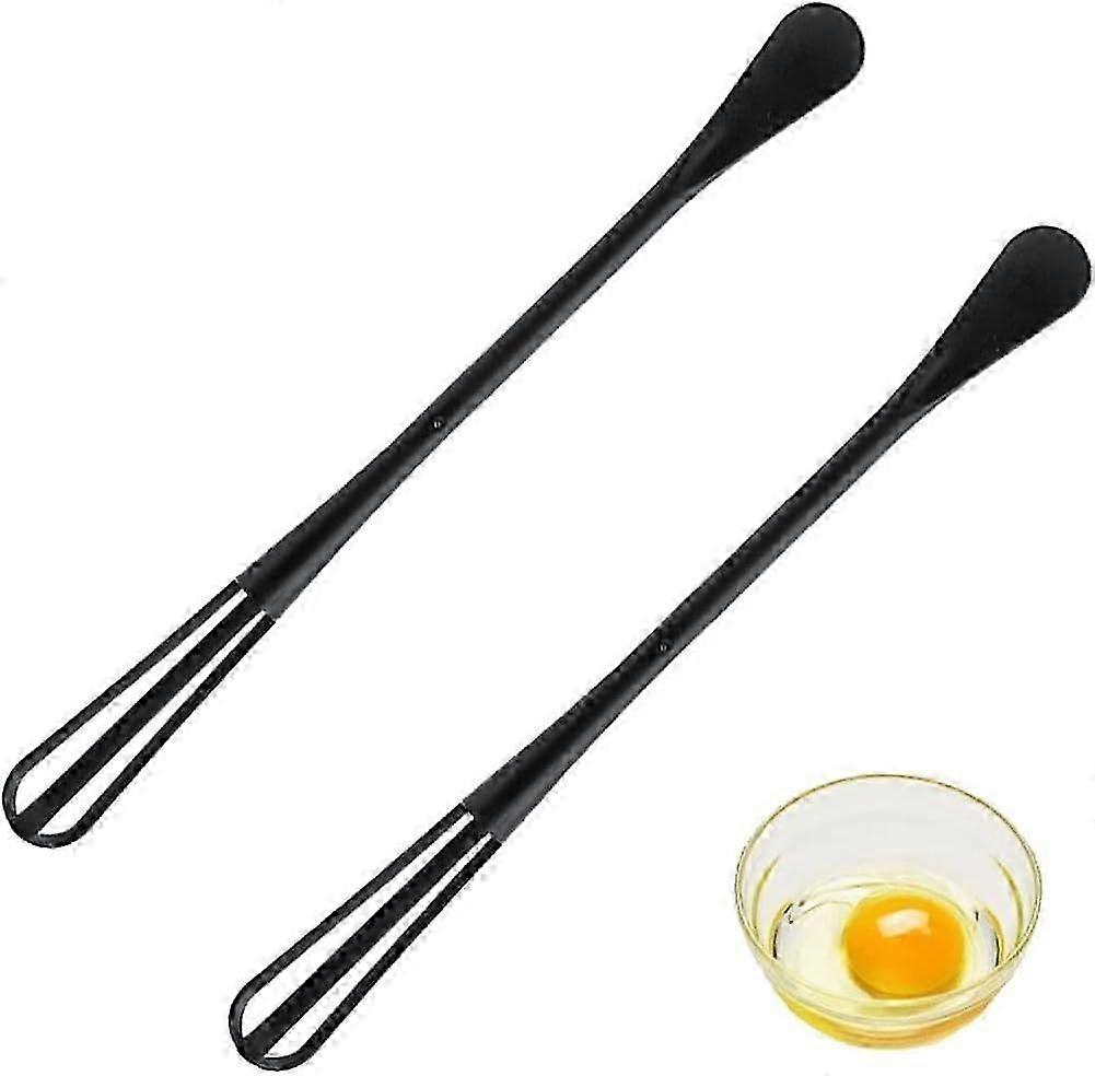 2pcs Egg Whisk Plastic Mini Multifunctional Egg Beater Kitchen Utensil with Teaspoon Egg Tools Accessories