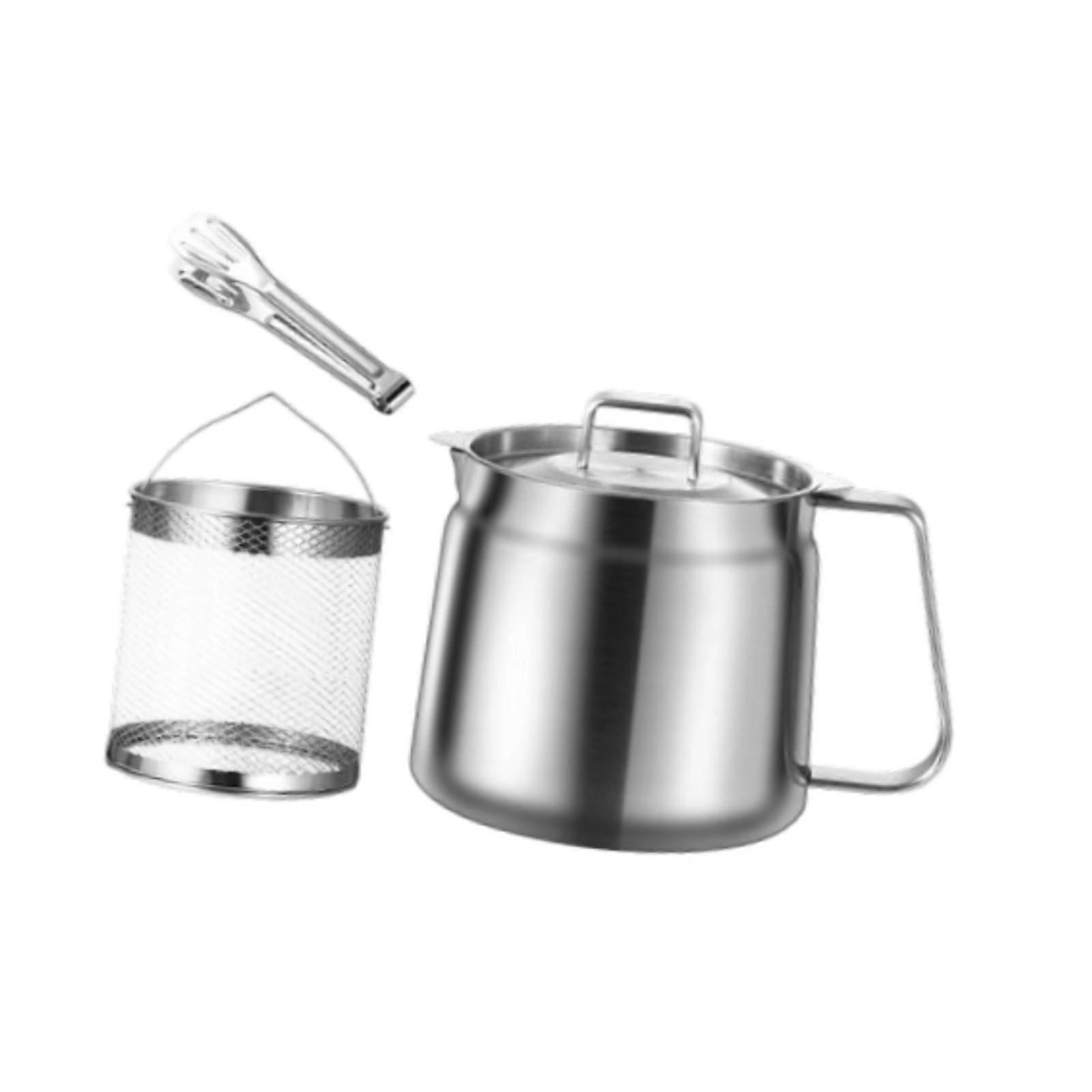 Deep Fryer Set with Strainer and Frying Basket for Onion Rings Baking Frying 1.5L