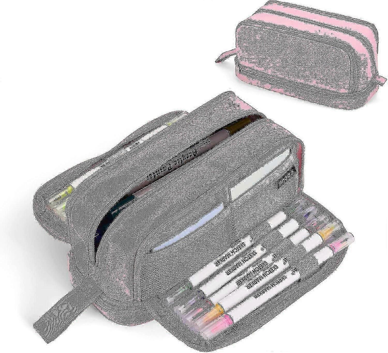 Pencil Case Large Capacity Pencil Pouch For Girls Boys With 4 Compartments Multifunctional Pen Bag Stationery Organizer Office Makeup Bag Portable Pe
