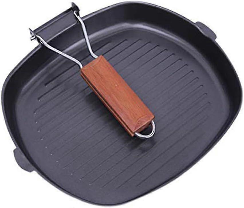 24CM Induction Grill Pan, Non-Stick Pan for Steak, Fish and Barbecue, Foldable Griddle with Easy Fat Draining
