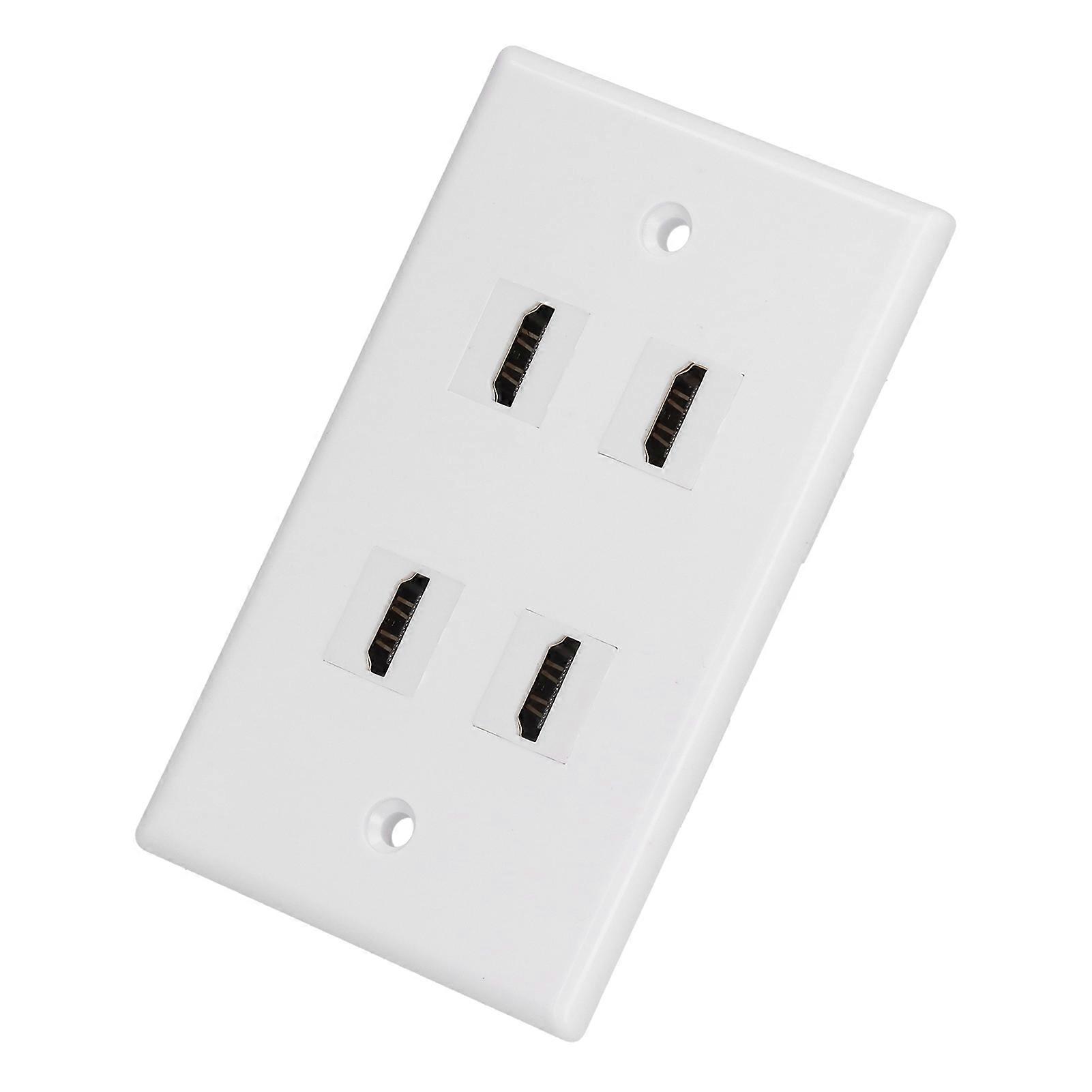 4-Port HD Multimedia Interface Wall Plate 70x115mm ABS Panel