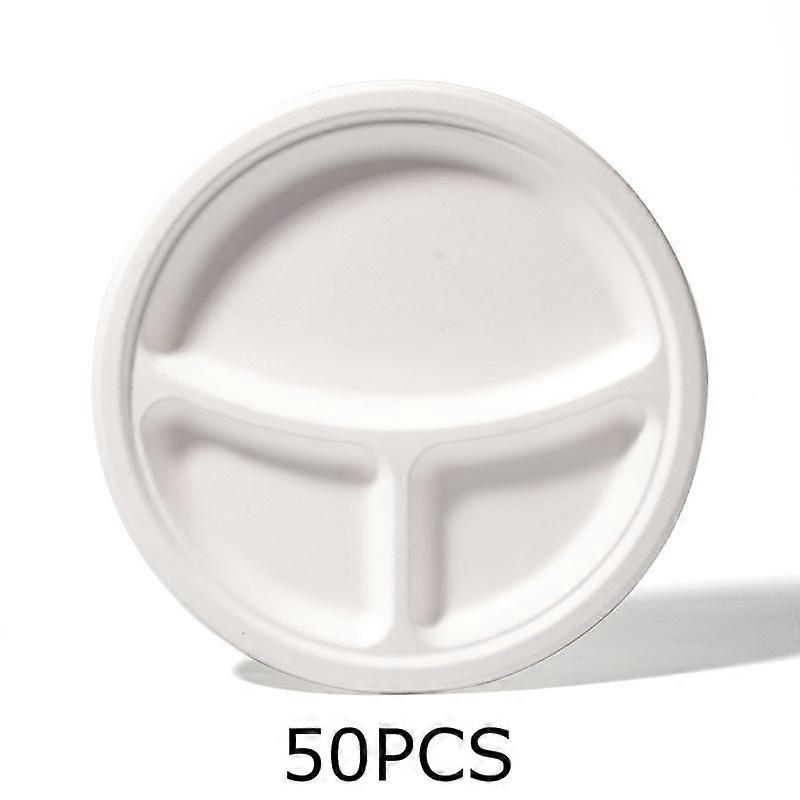WTEMPO 50PCS 23CM Disposable Round Paper Plates Home Party Divided Plates Degradable Nut Fruit Plates Outdoor Picnic Barbecue Plates