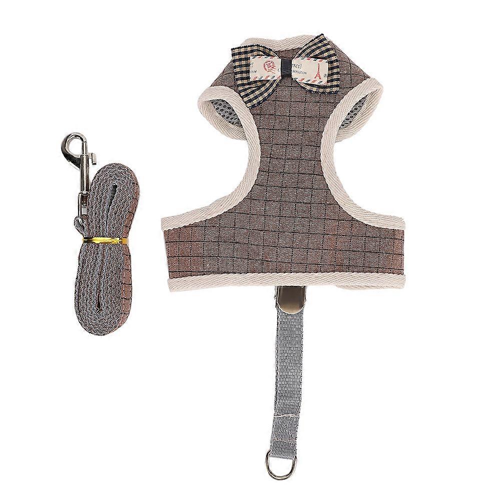 Polyester Pet Bowknot Vest Adjustable Harness with Chest Strap and Traction Leash for Comfortable Cat Walking Supplies