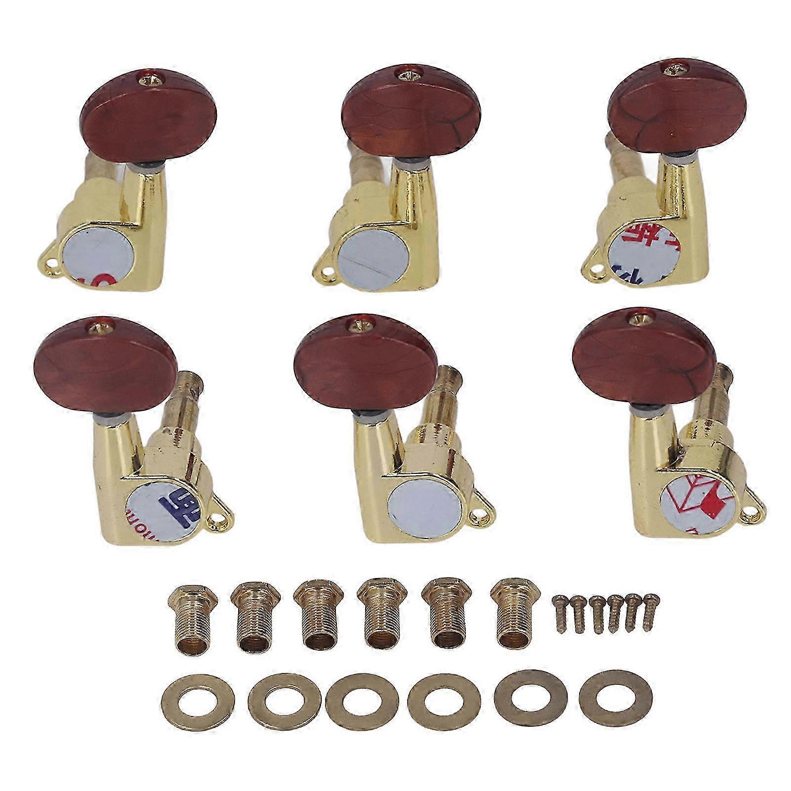 Guitar String Tuning Keys Pegs Machine Heads Locking Tuners 3R 3L Beveled Closed Oval