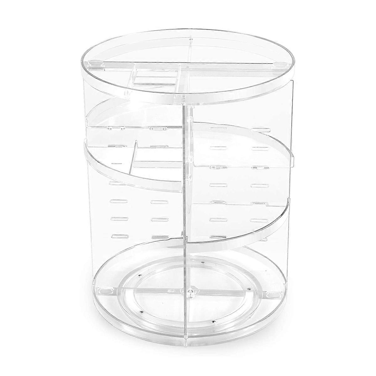 Multi-Function Makeup Carousel, 360 Degree Rotation Clear Acrylic Organizer, Space Adjustable Layers For Vanity Tabletop Bathroom Countertop (Clear)