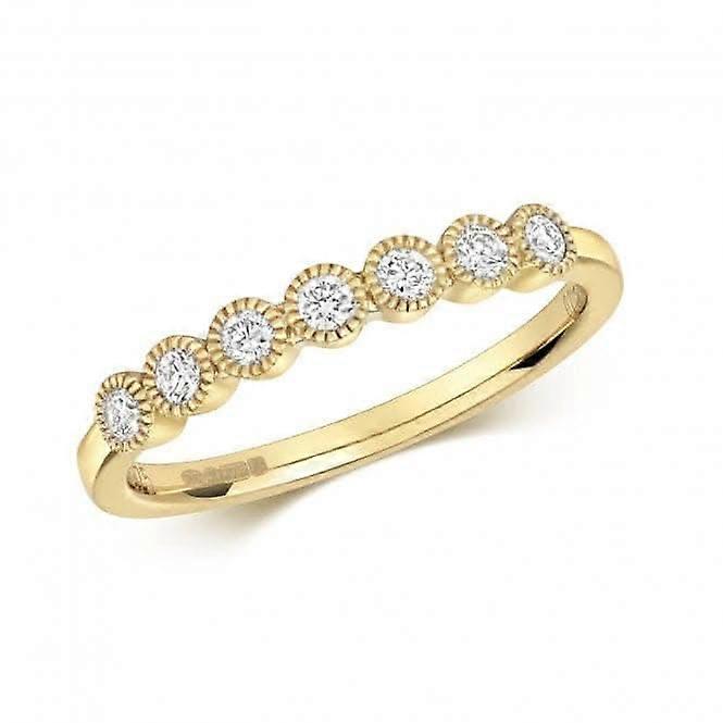 Diamond Jewellery 9ct Gold Ring with Millgrain Rubover Setting RD826