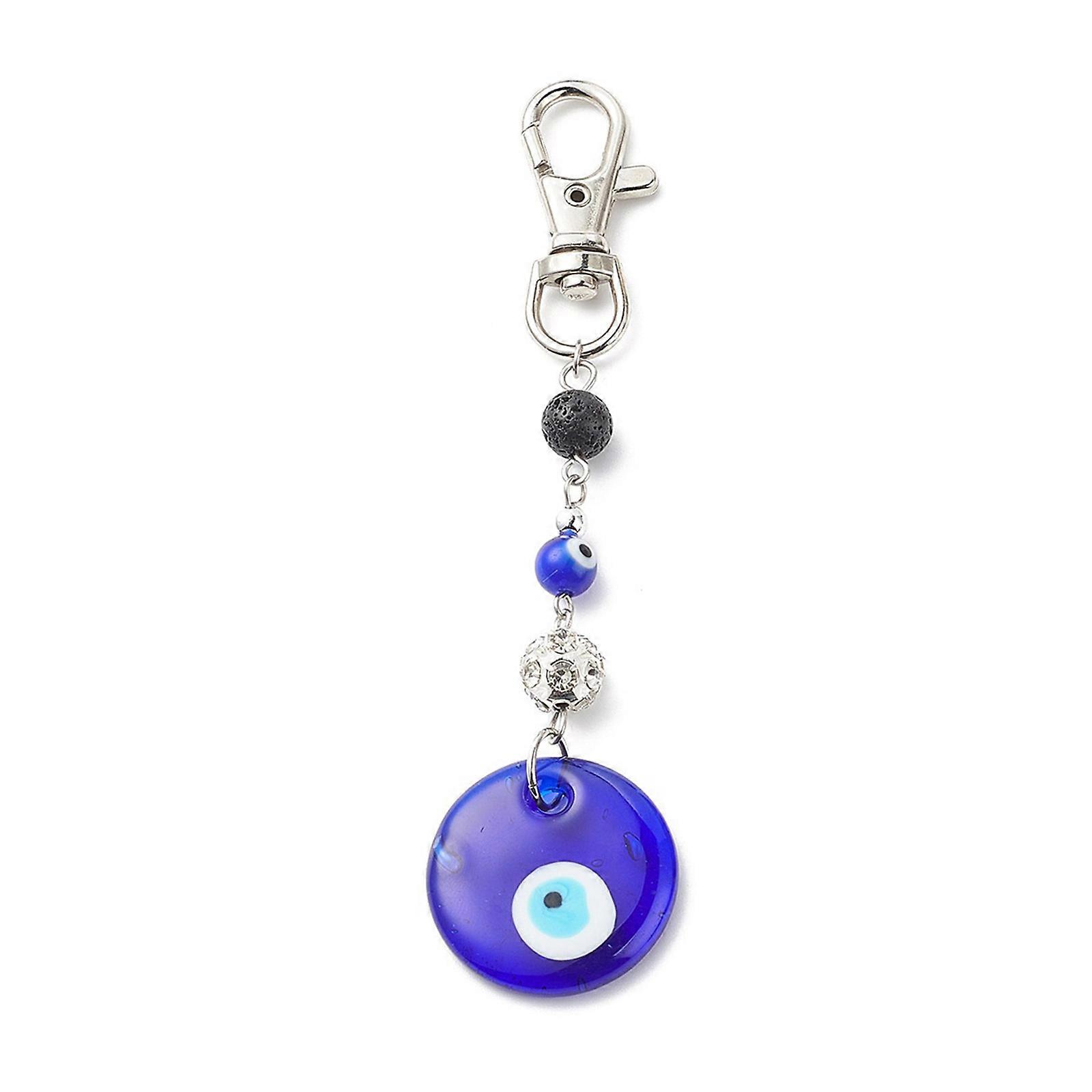 Exquisite Beaded Keychain Blue Glass Eye Keyring Detachable Devil Eyes Key Chain Unique Accessory for Men and Women