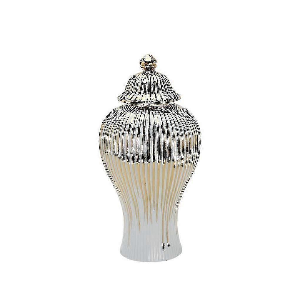 Ceramic Electroplating Jar Table Gold Edge Dining Hall Countertop Vase