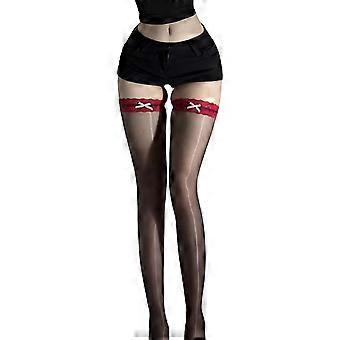 Spitze Top Schleife Knoten Over Knee Socken Strumpfwaren Transparentes Schimmeröl Glänzende lange Schlauchstrümpfe für Damen Dessous Clubwear auf weiß