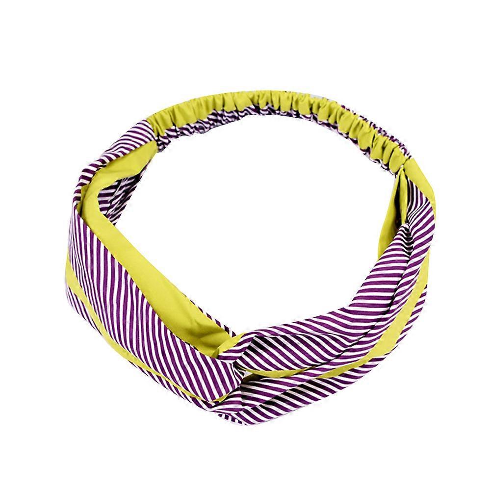 Mode Femmes Fille Impression Bandeau Élastique Cheveux Wrap Accessoire (Vert Violet)