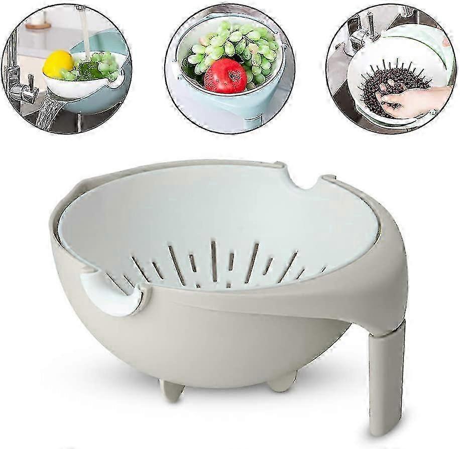 White Plastic Colander with Handle, Kitchen Strainer & Drain Basket compatible with Pasta Vegetables