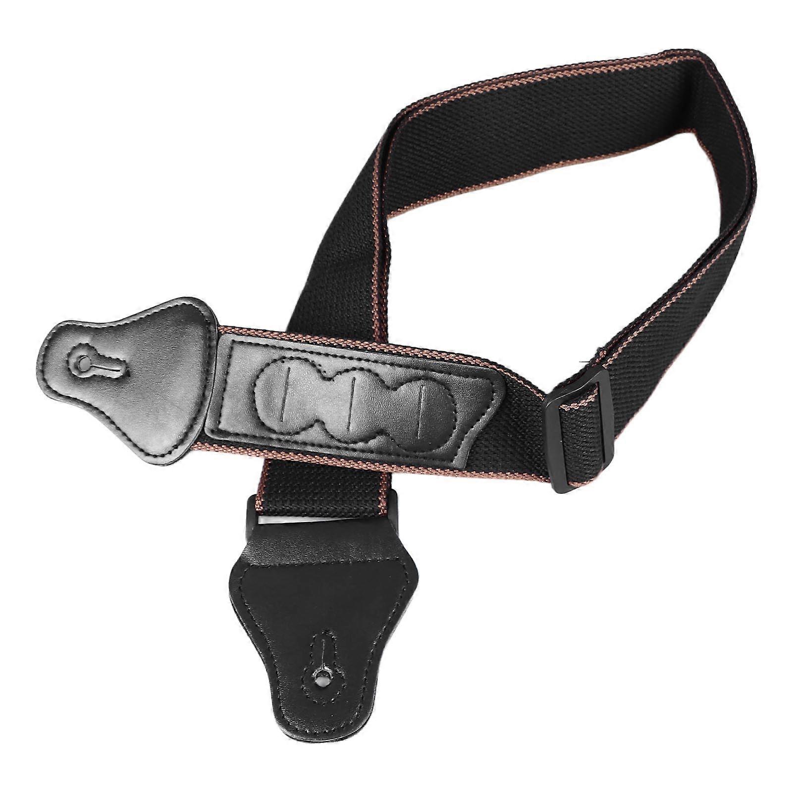 Vintage Design Black Cotton Guitar Strap Adjustable with Button Locks