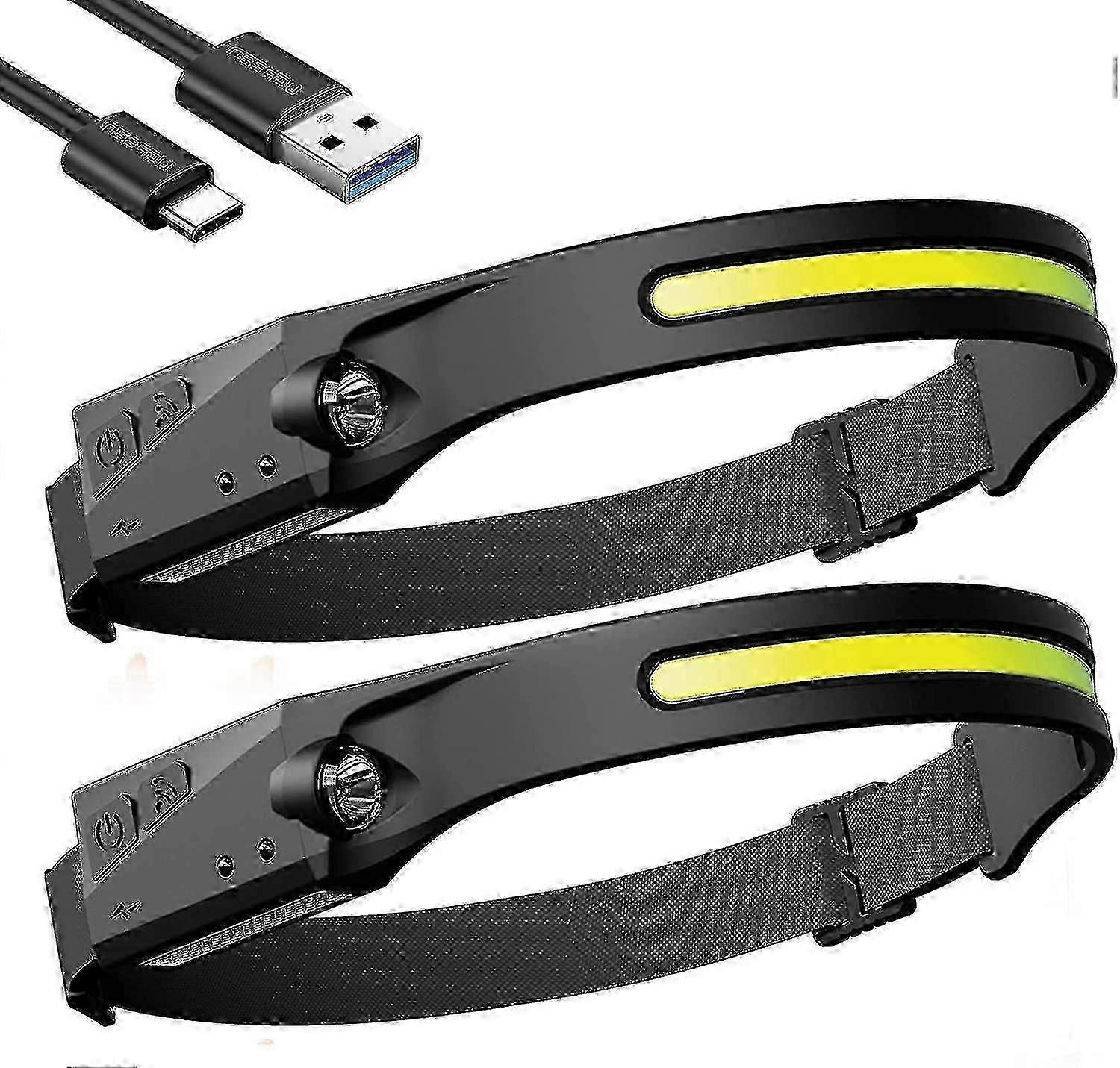2pcs Powerful Rechargeable Headlamp, Led Head Torch Waterproof Head Torch