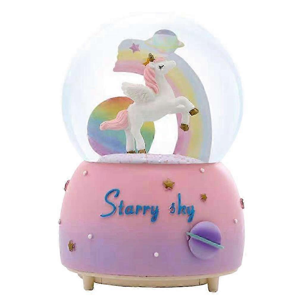 يونيكورن سنو غلوب بنات الكرتون الموسيقى مربع عيد ميلاد عيد الميلاد مهرجان هدية