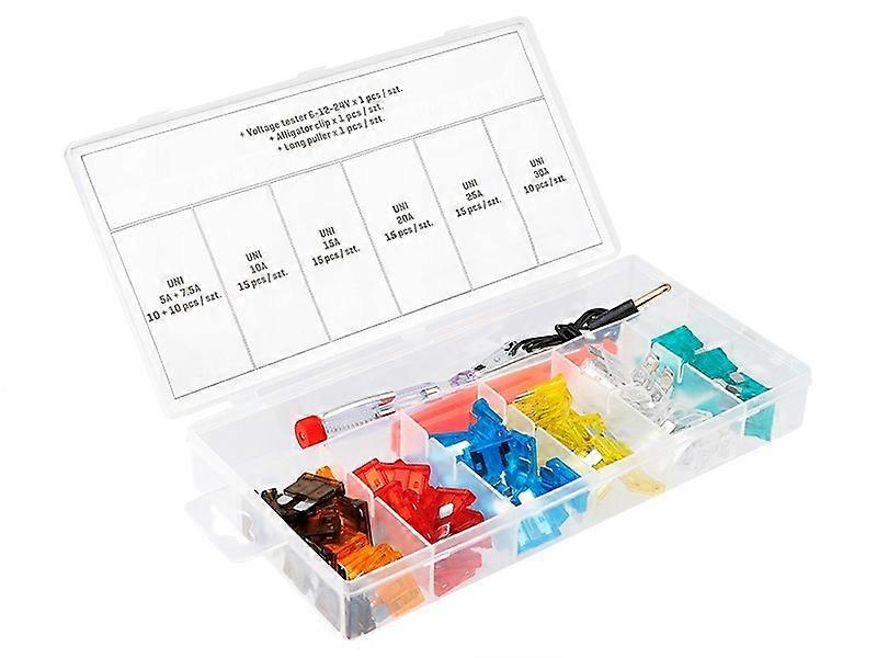UNI sikringer + spændingstester + griber, 92 stk.