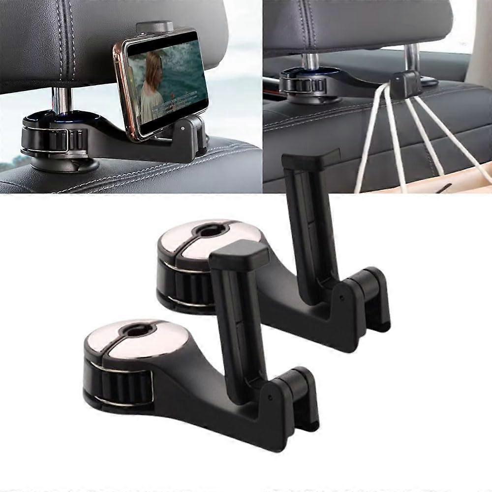 Car Seat Hooks 2 Pack, Headrest Hooks, Phone Holder, Bottle Storage, Bag and Backpack Organizer