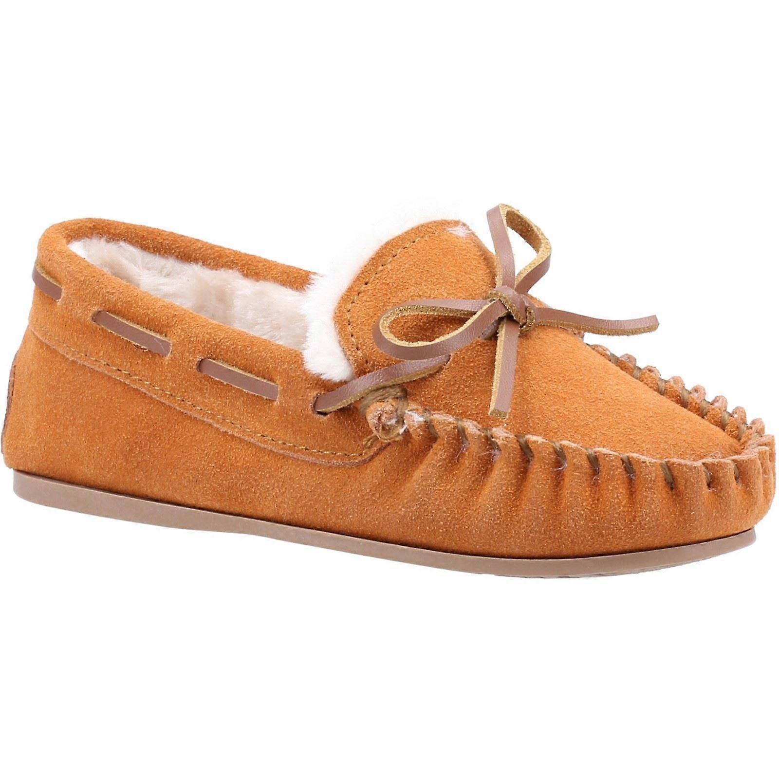 Hush Puppies Addison Tan Suede Unisex Childrens Slippers-3