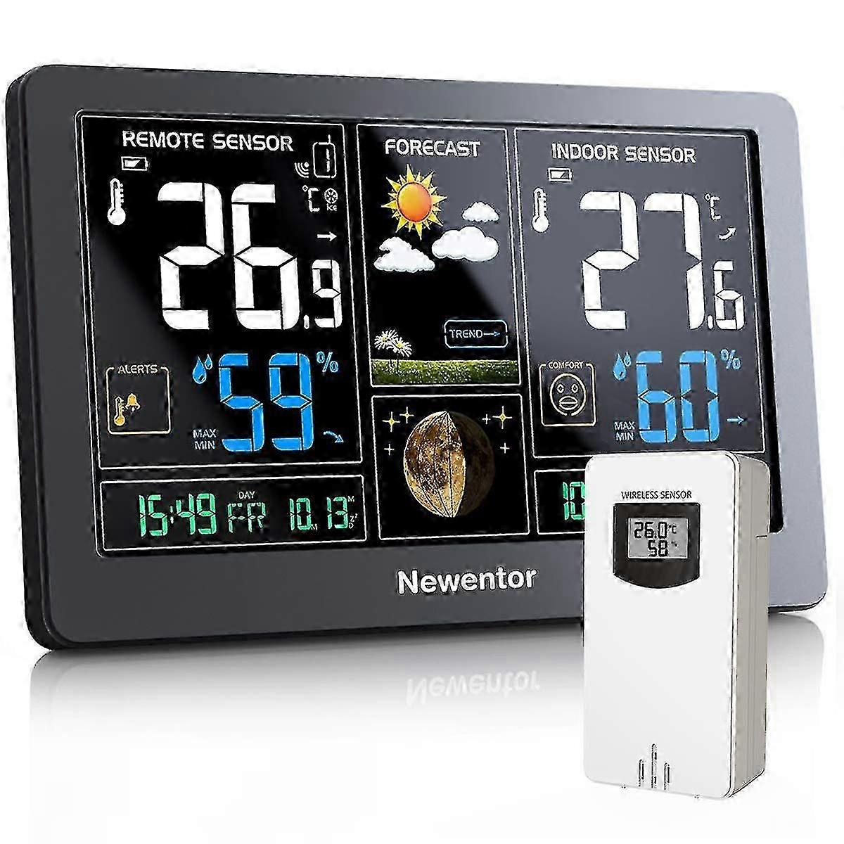 Wireless Outdoor Indoor Sensor, Color Display, Weather Forecast, Digital Atomic Clock