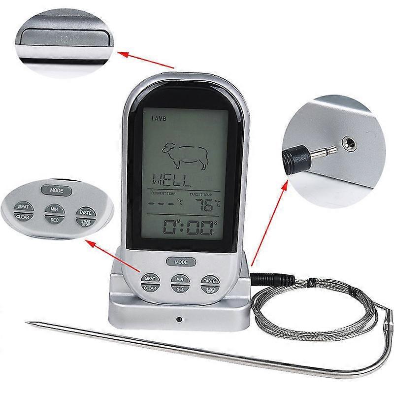 LCD Wireless Timer Digital Cooking Thermometer for Barbecue Kitchen Tool